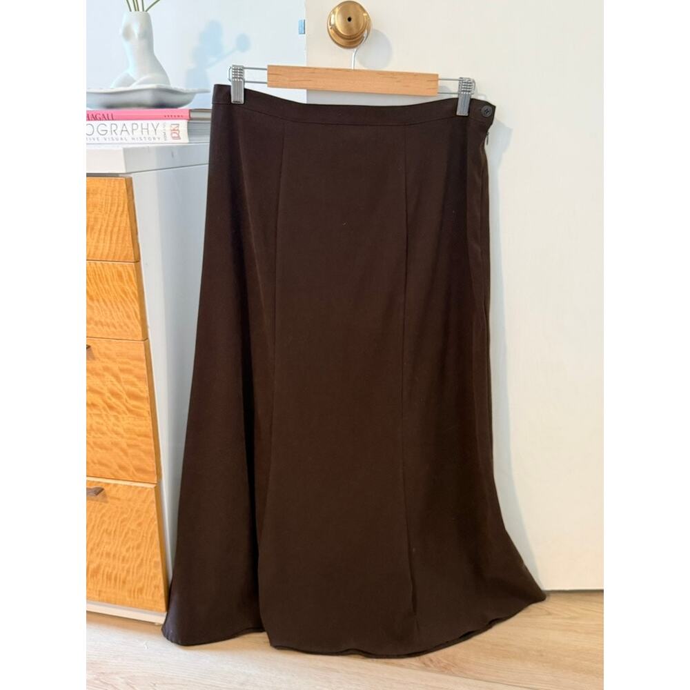 Chocolate Brown Midi Skirt Minimalist Slip‎ Skirt Capsule Wardrobe Neutral ✨